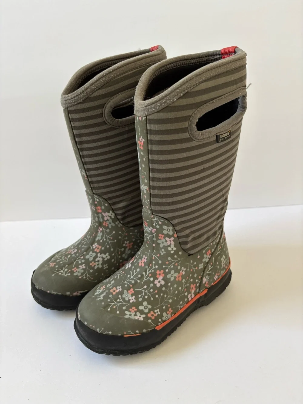 Bogs Kids Child Floral Rain boots Winter -30F Waterproof 11 Warm Handles NeoTech